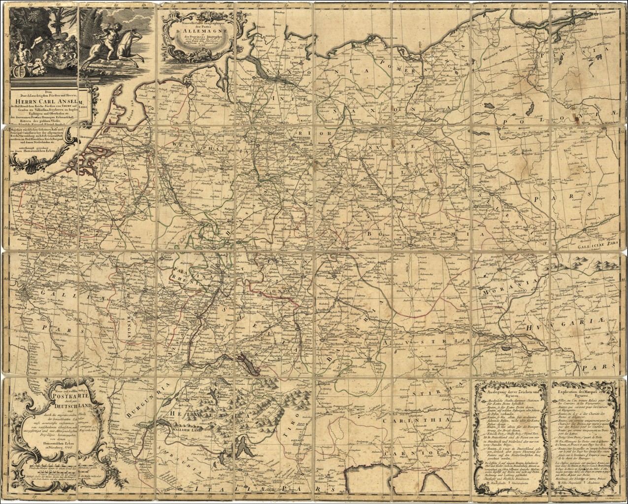 Nouvelle Carte Geographique des Postes D'Allemagne et des Provinces limitrophes