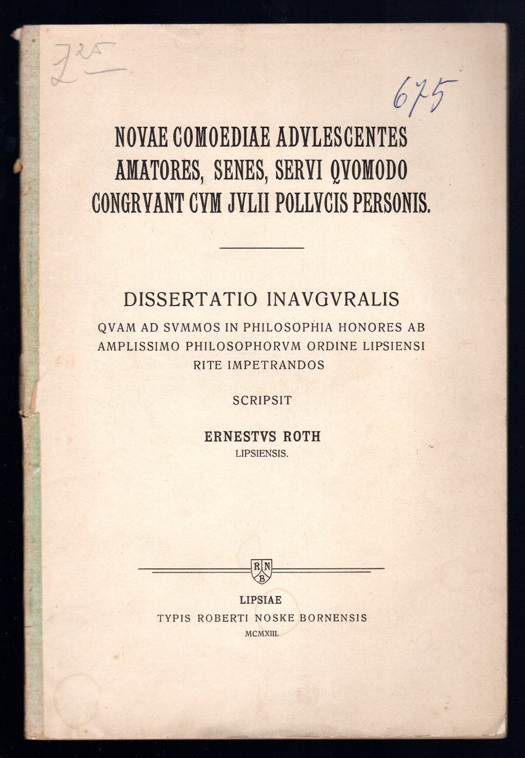 Novae comoediae adulescentes amatores, senes, servi quomodo congruant cum julii …