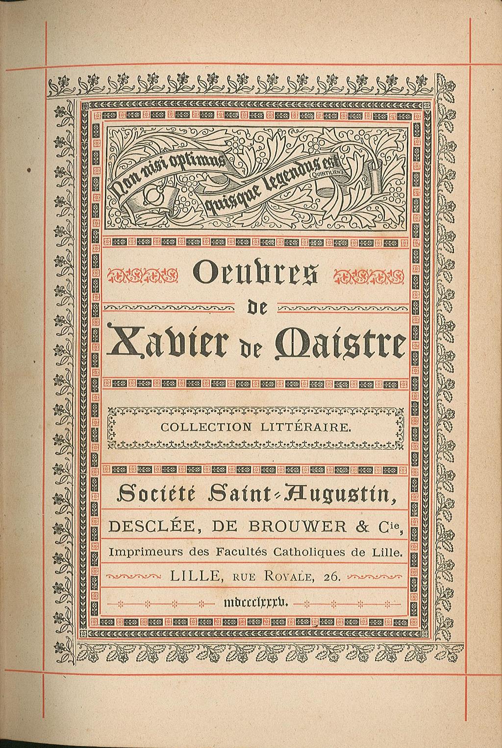 Oeubres de Xavier de Maistre