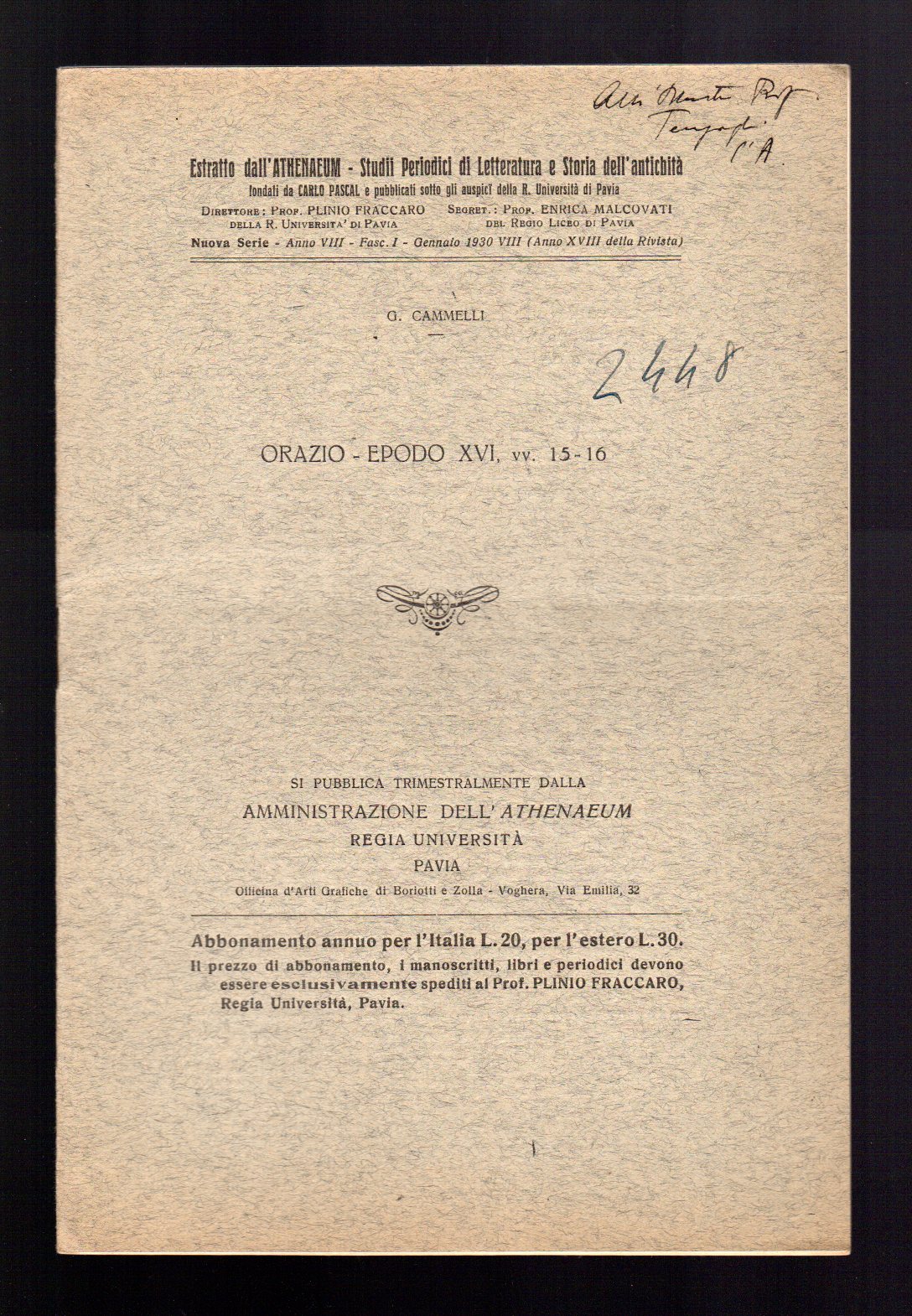 Orazio - Epodo XVI, vv. 15-16