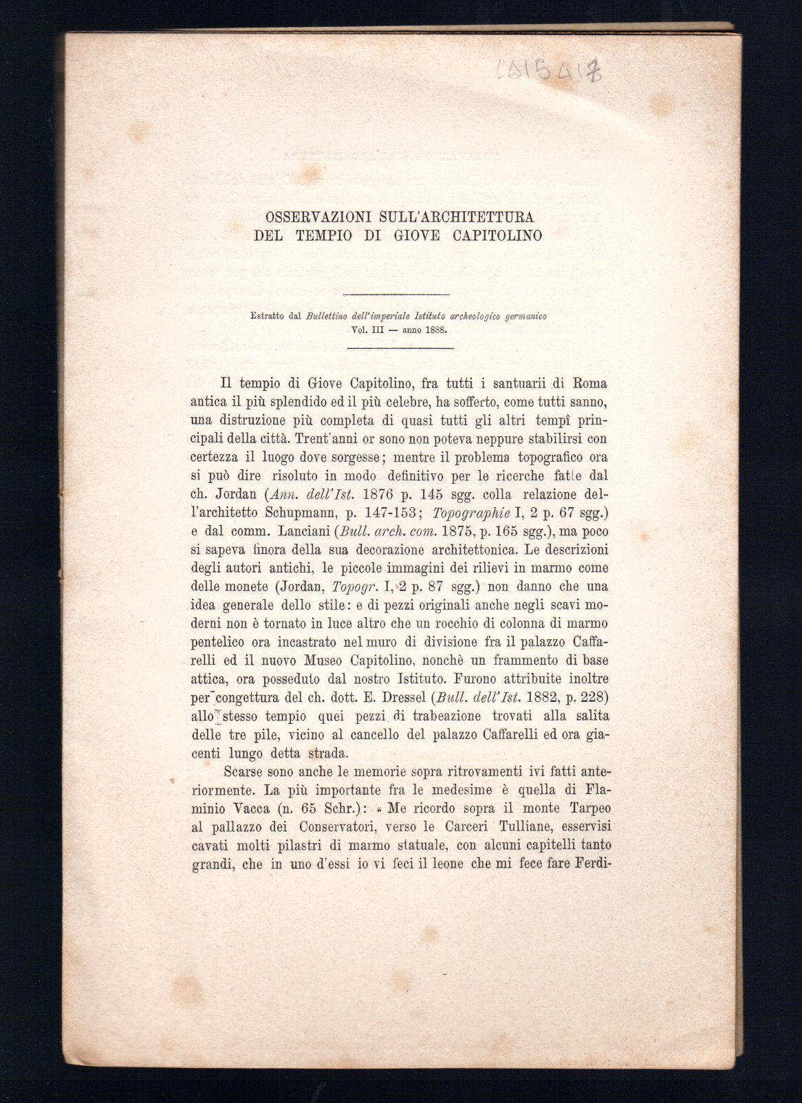 Osservazioni sull'architettura del tempio di Giove Capitolino