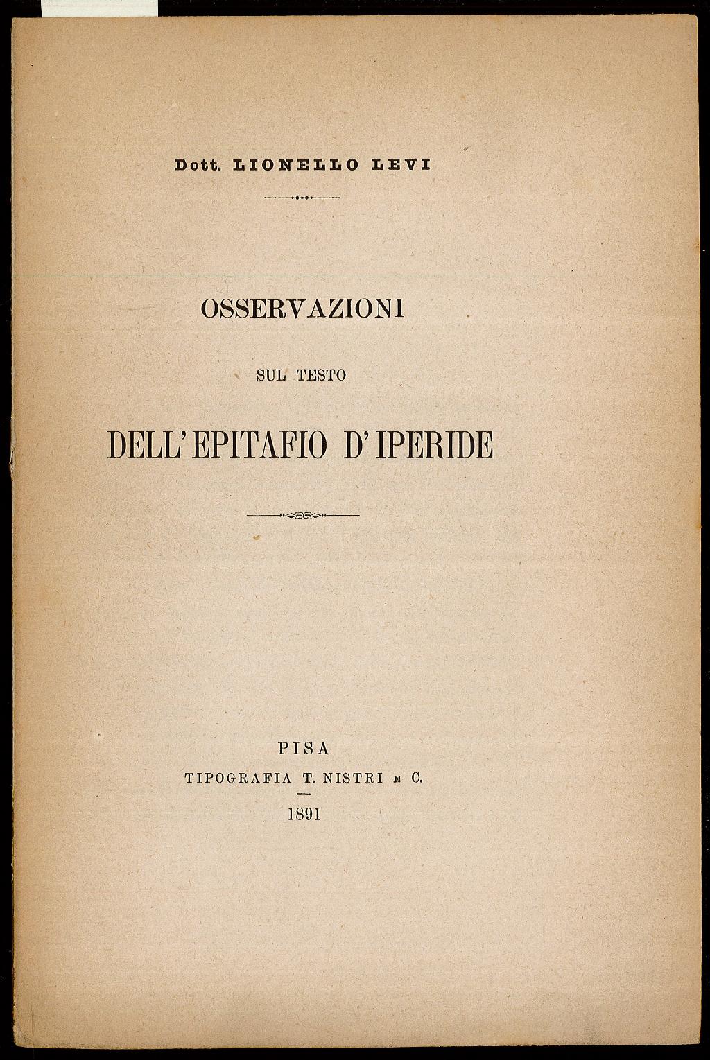 Osservazioni sull’epitafio di Iperide