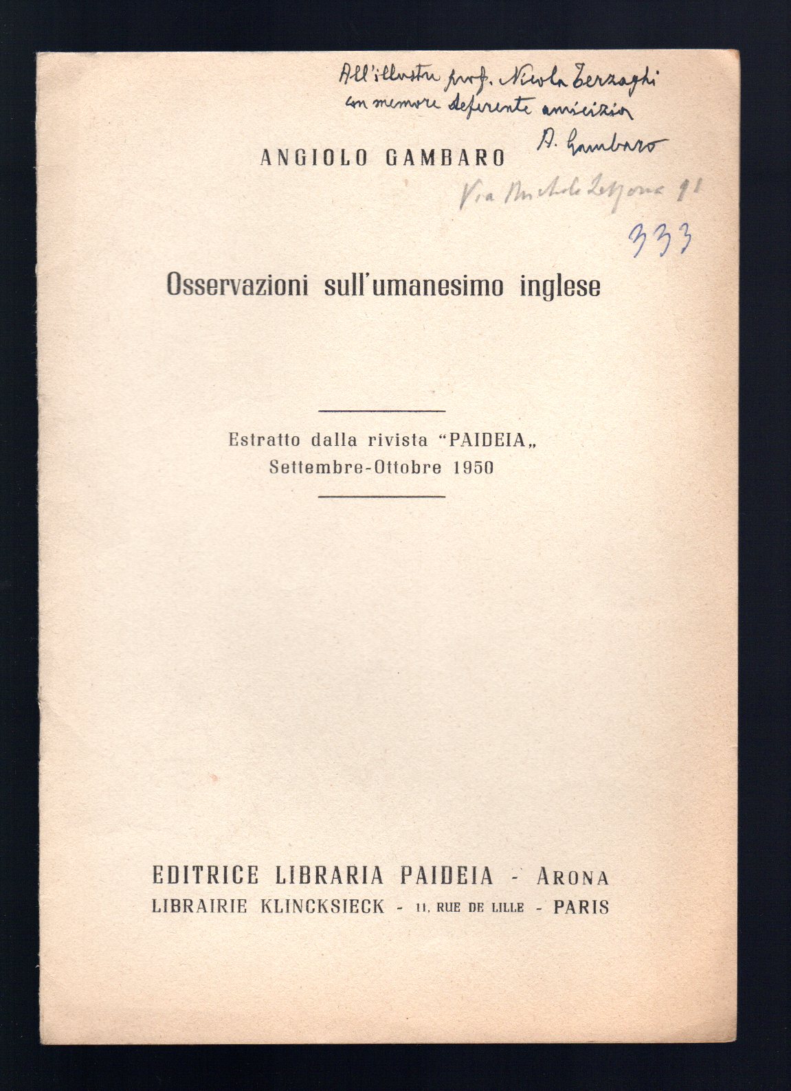 Osservazioni sull'Umanesimo inglese