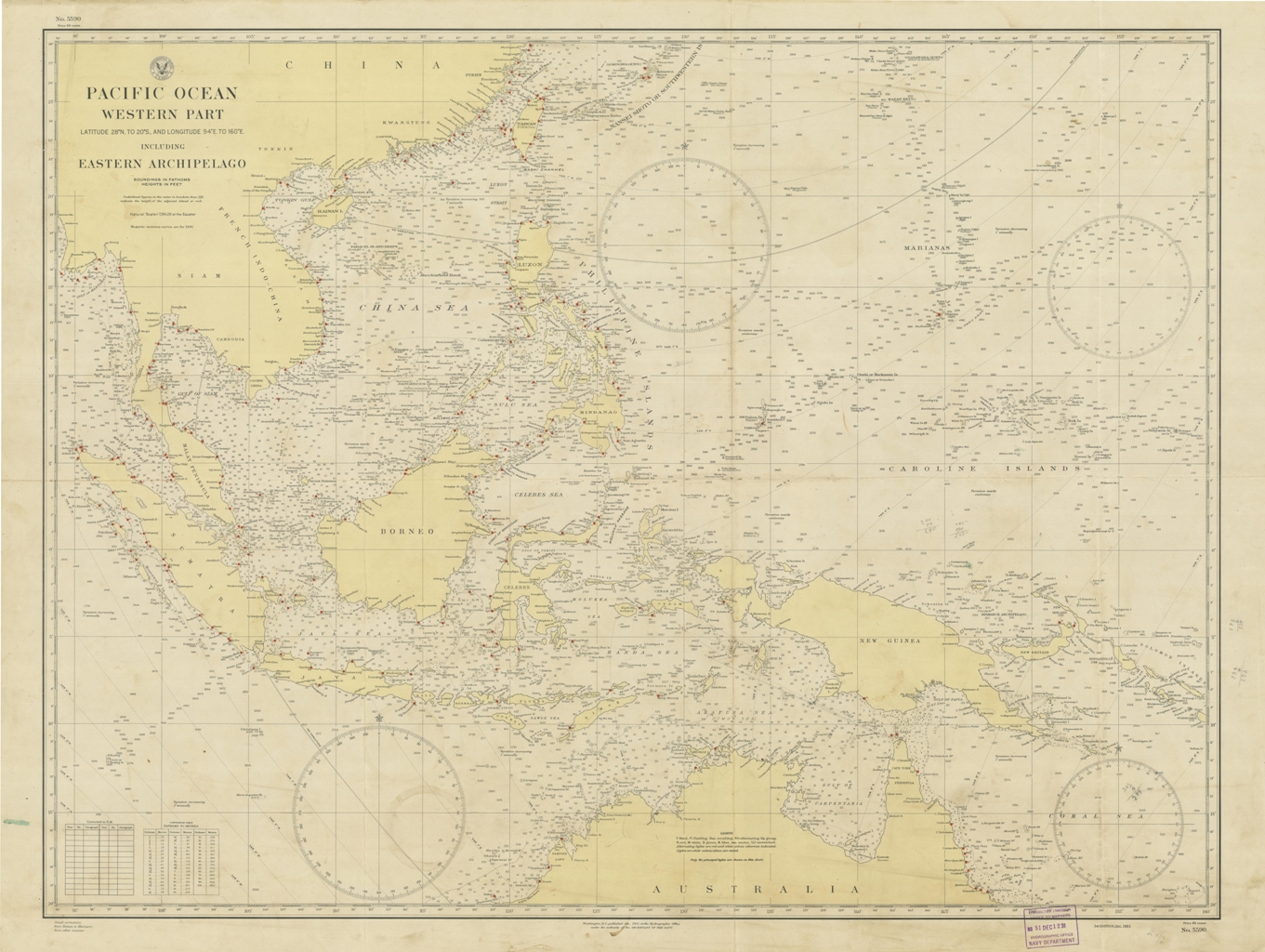 Pacific Ocean Western part latitude 28"N. to 20"S. and longitude …