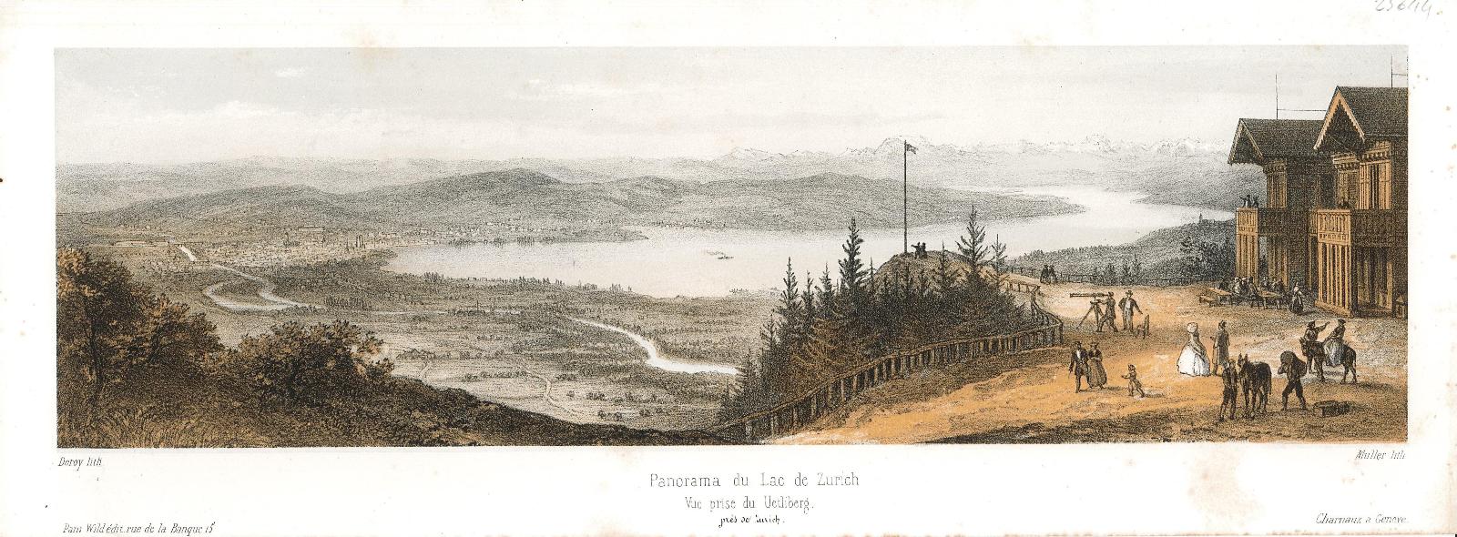 Panorama du lac de Zurich / Vue prise du Uetliberg …