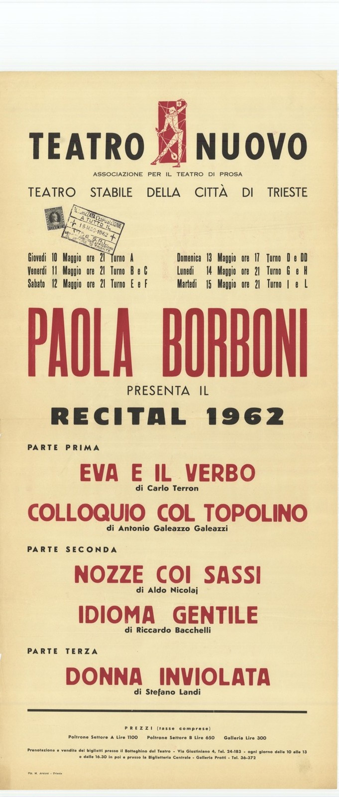 Paola Borboni presenta il Recital 1962