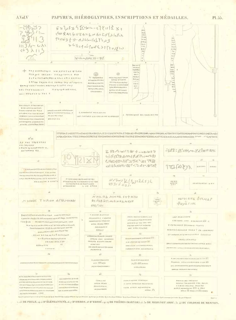 Papyrus, hiérogliphes, inscriptions et médailles - De Phile - D'Elephantine …