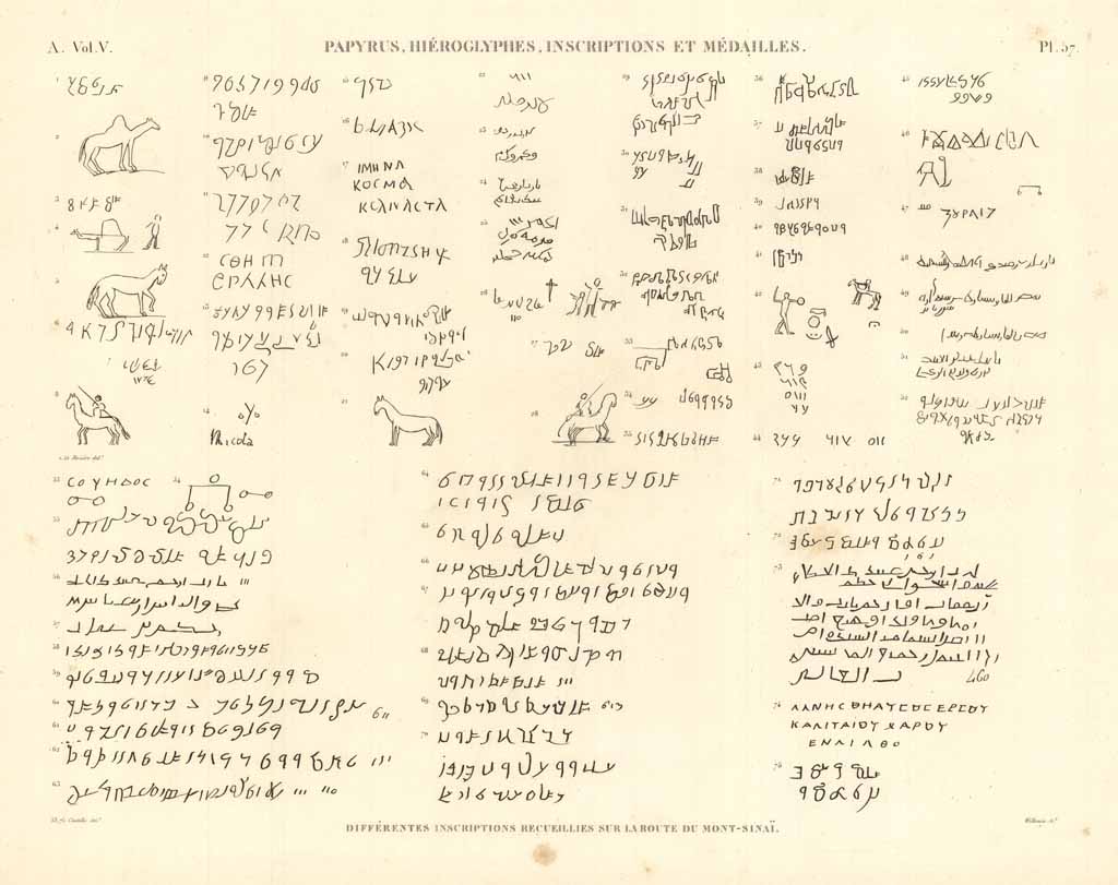 Papyrus, hiérogliphes, inscriptions et médailles - Diffèrentes inscriptions recueillies sur …
