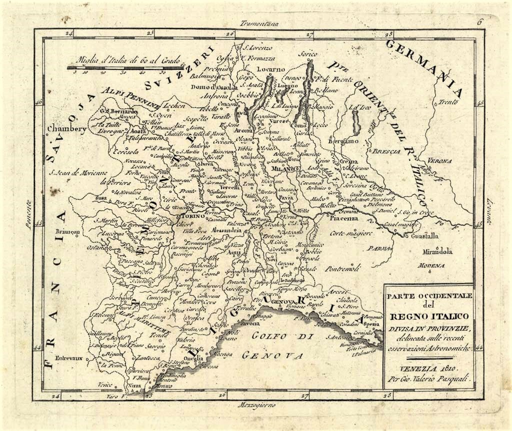 PARTE OCCIDENTALE DEL REGNO ITALICO DIVISA IN PROVINZIE DELINEATA SULLE …