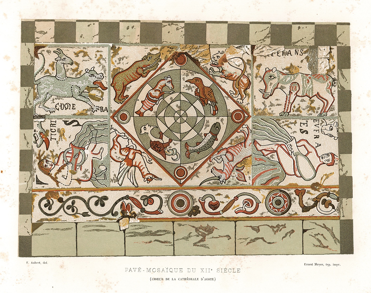 Pavé - mosaique du XII° Siècle (Choeur de la Cathédrale …