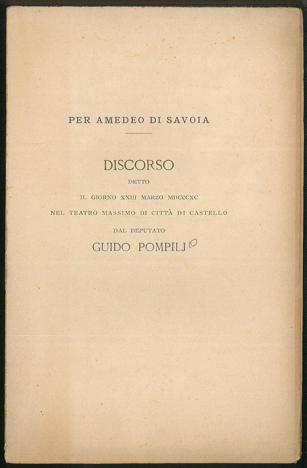 Per Amedeo di Savoia