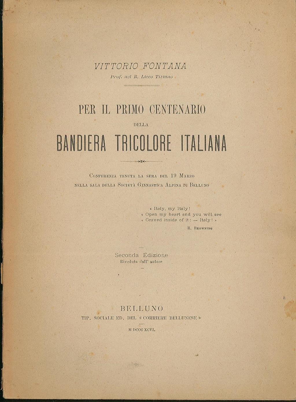 Per il primo centenario della bandiera tricolore italiana