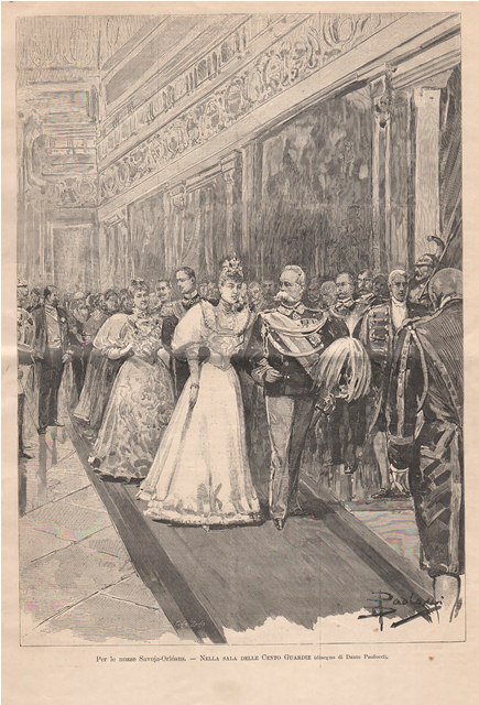 Per le nozze Savoja-Orleans - Nella sala delle Cento Guardie