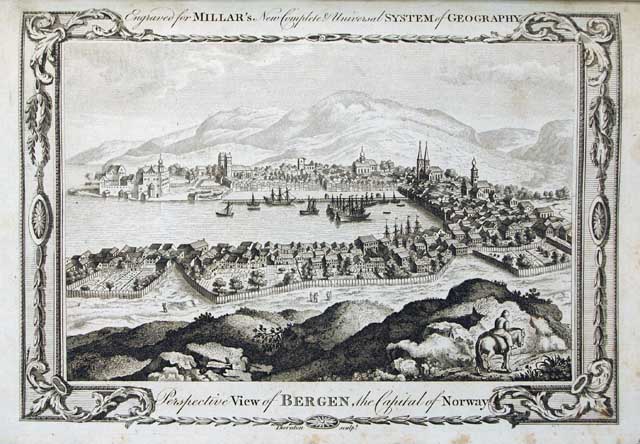 Perspective view of Bergen, the capital of Norway