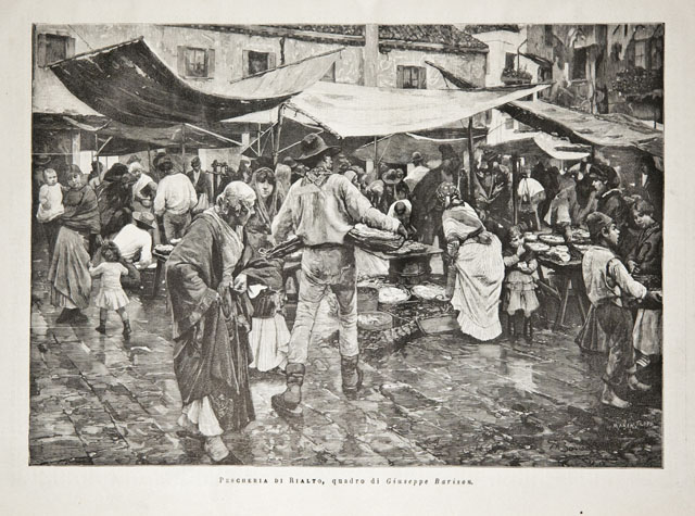 Pescheria di Rialto, quadro di Giuseppe Barison