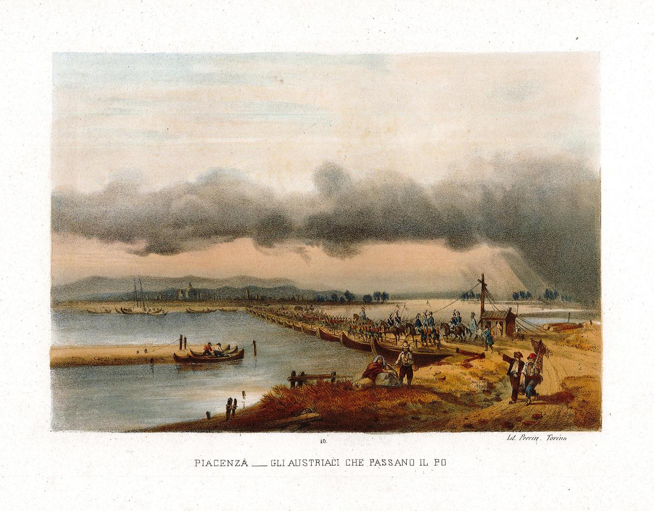 Piacenza - Gli Austriaci che passano il Po