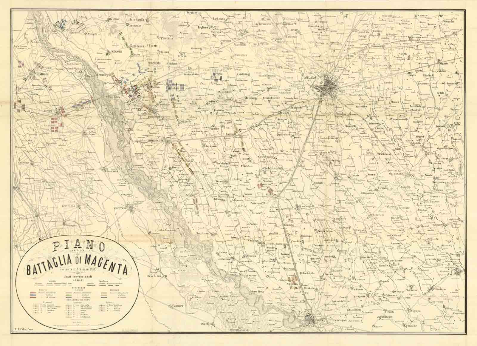 Piano della Battaglia di Magenta avvenuta il 4 Giugno 1859