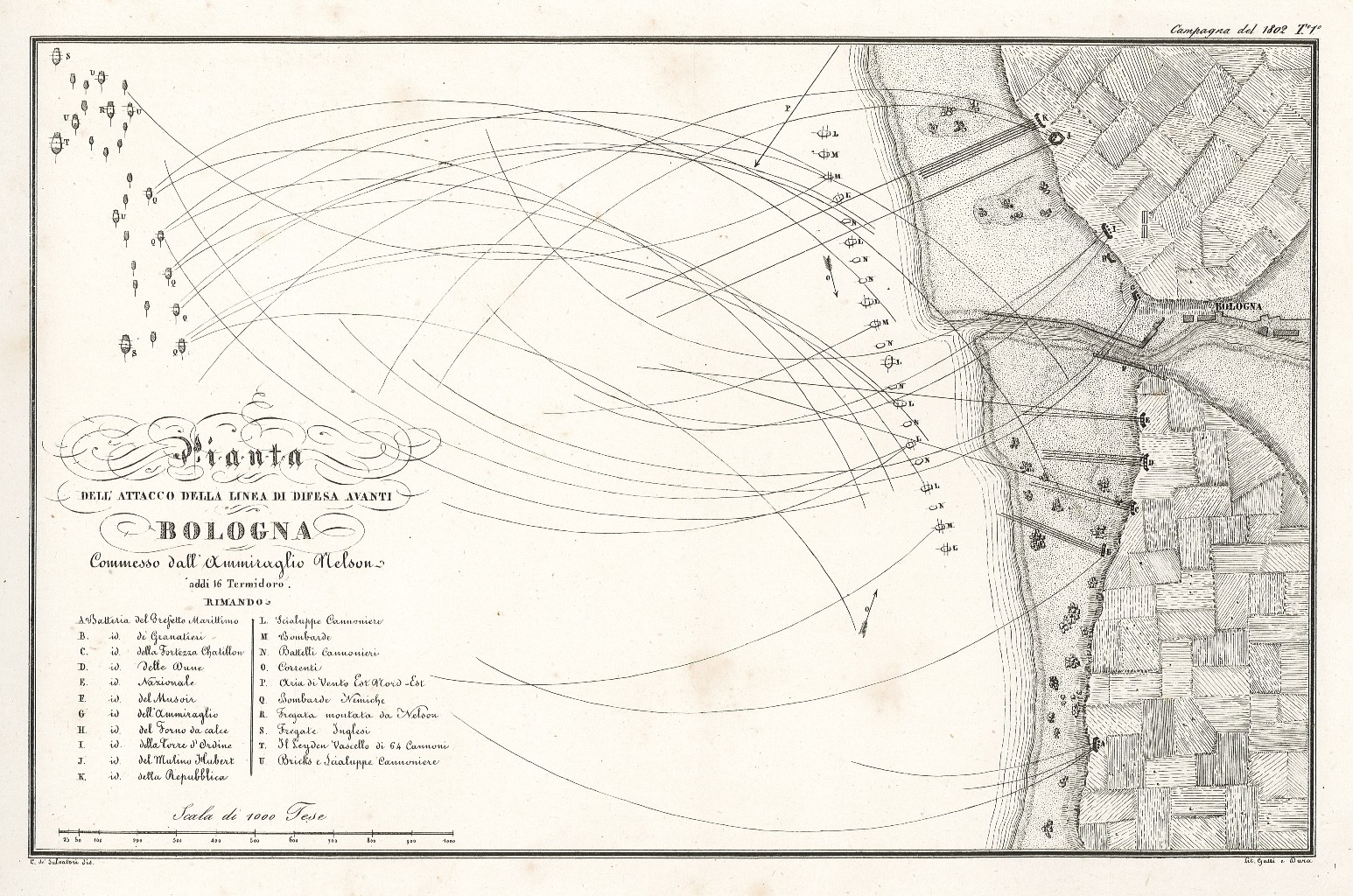 Pianta dell'attacco della linea di difesa avanti Bologna