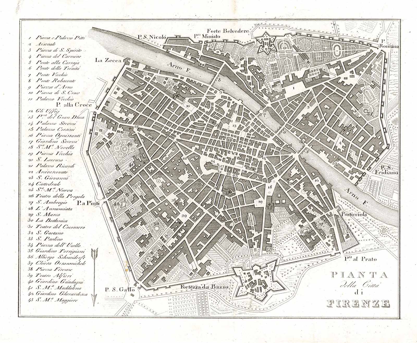 Pianta / della Città / di / Firenze