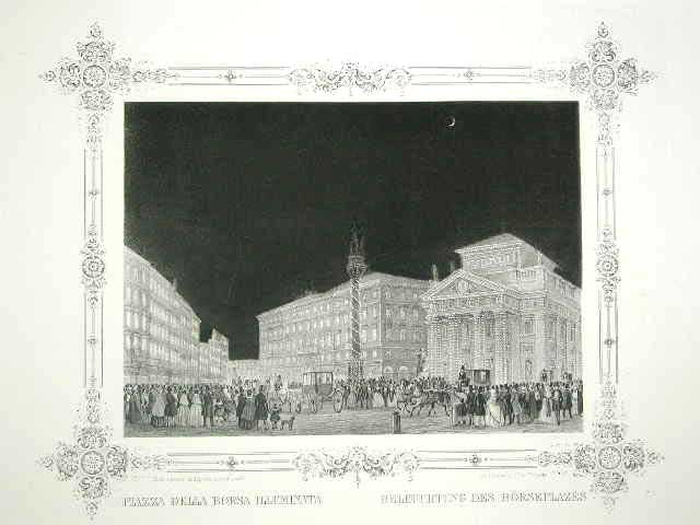 Piazza della Borsa illuminata