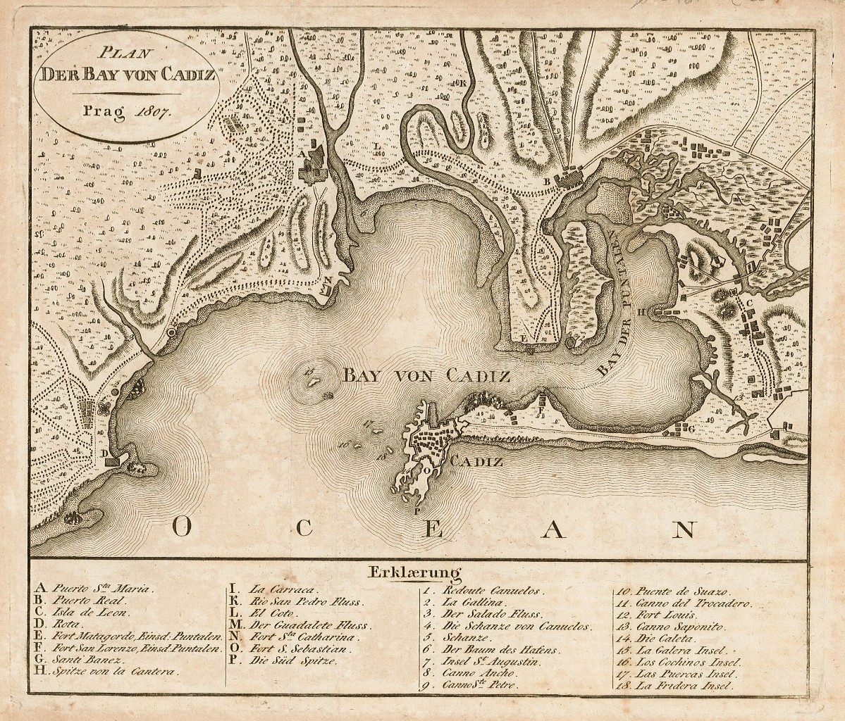 Plan der Bay von Cadiz