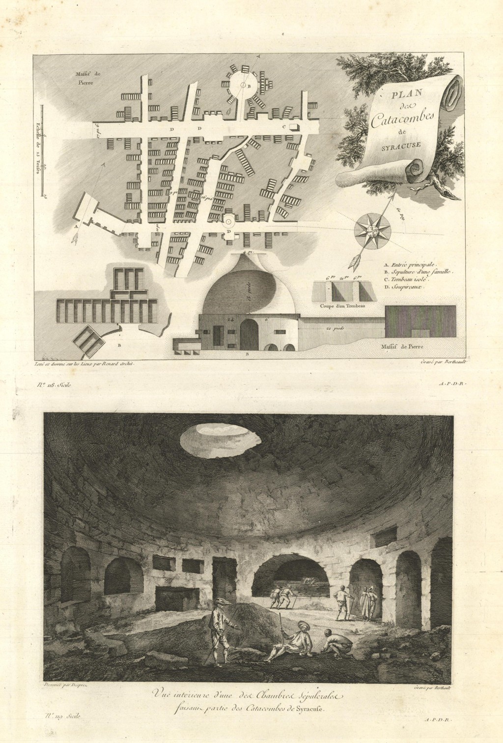Plan des Catacombes de Syracuse - Vue intérieure d'une des …