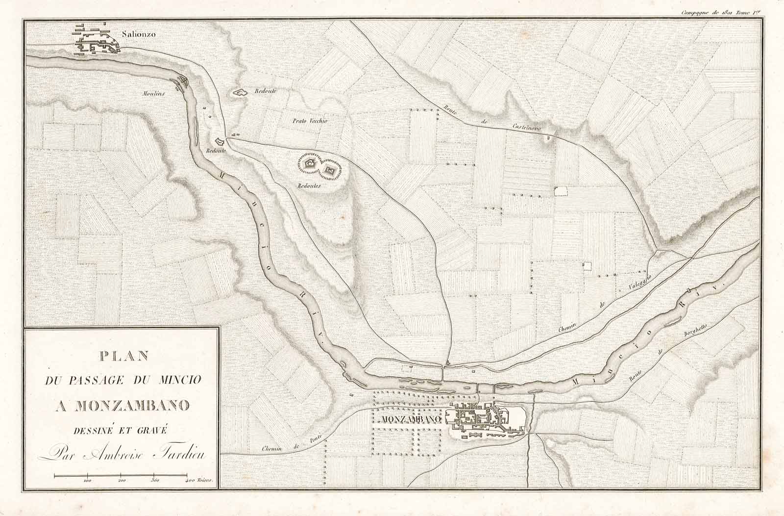 Plan du passage du Mincio a Monzambano