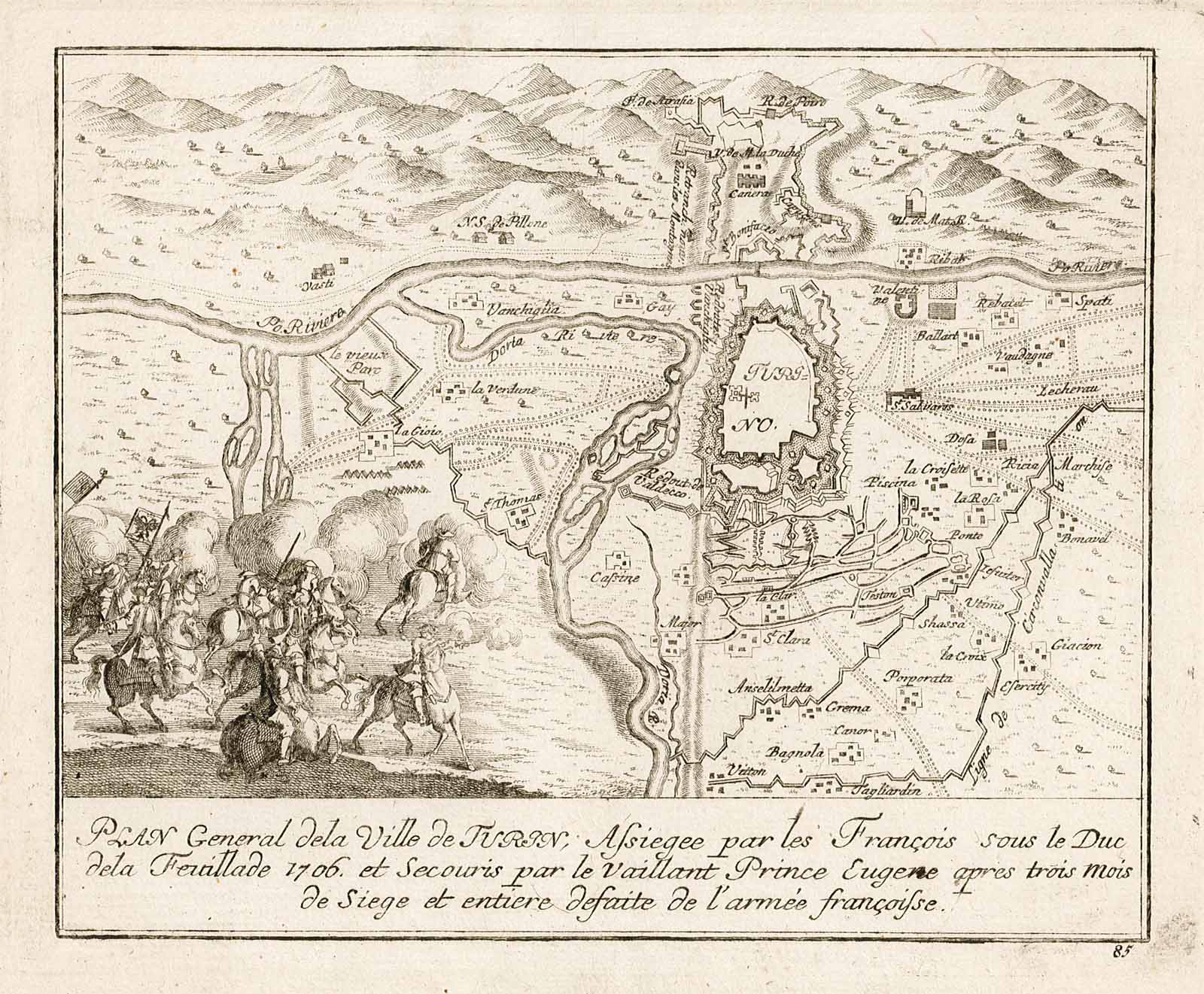 Plan General dela Ville de Turin, Assiegee par les Francois.
