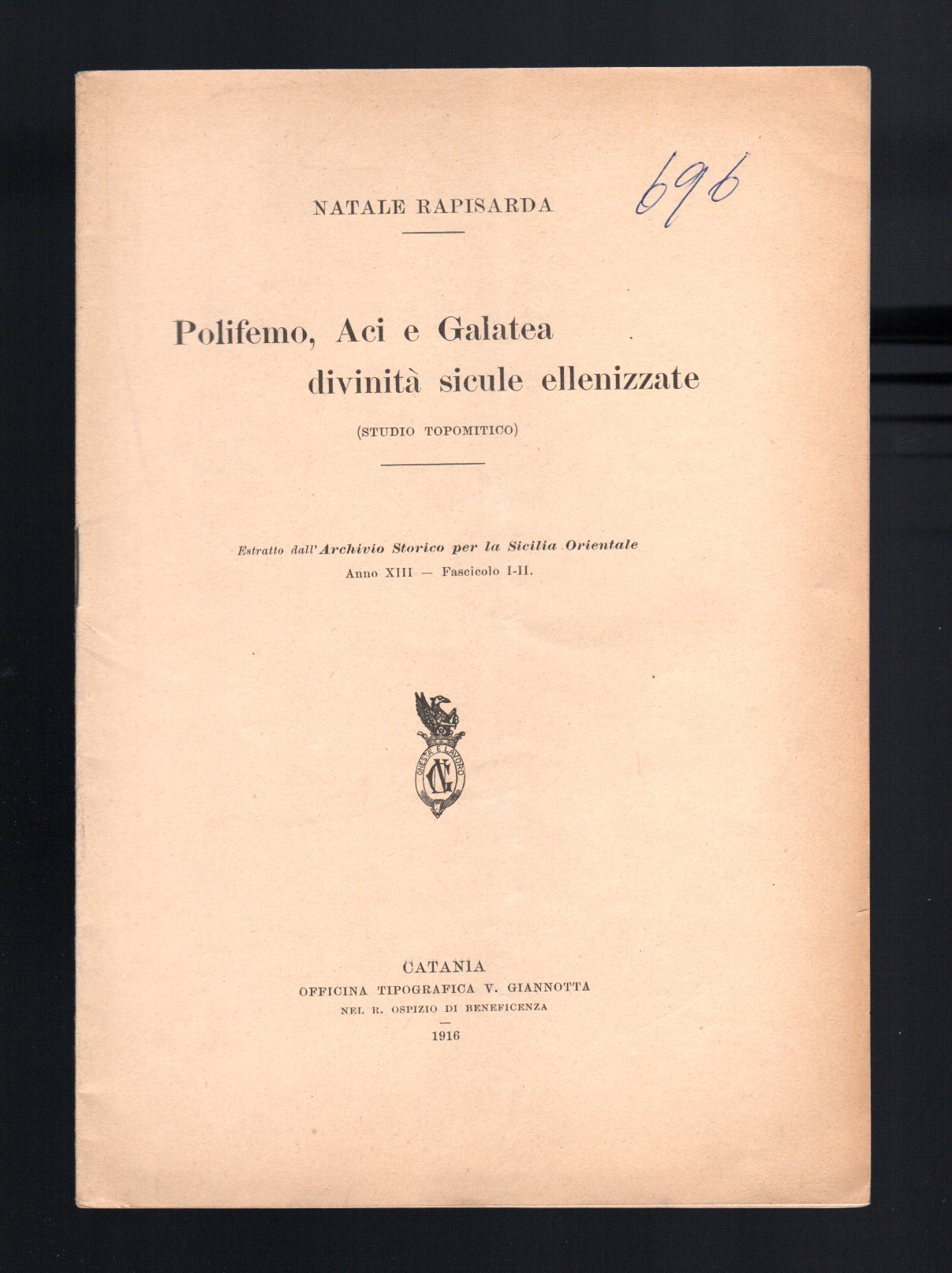 Polifemo, Aci e Galatea. Divinità sicule ellenizzate (studio topomitico)