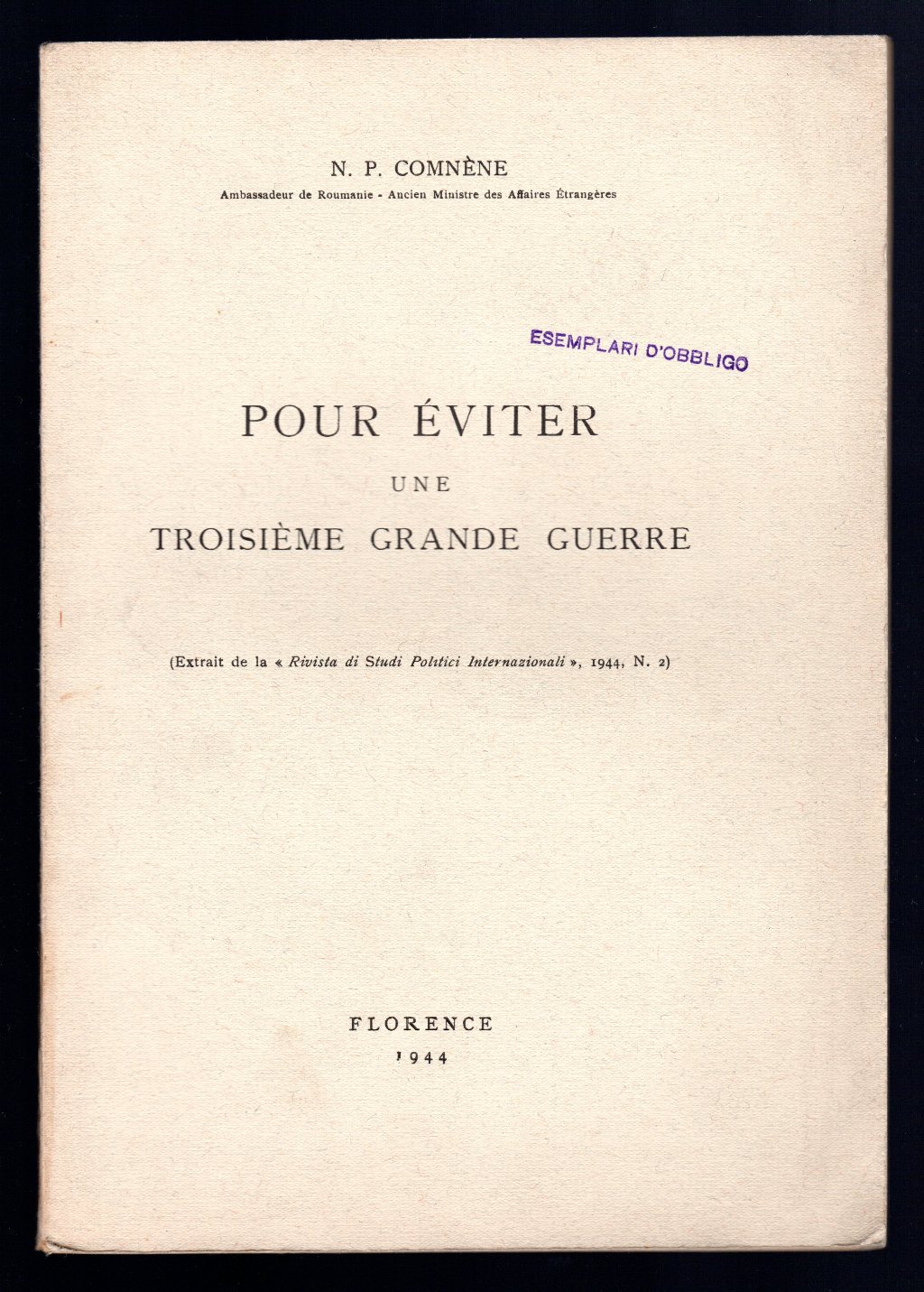 Pour eviter une troisieme grande guerre