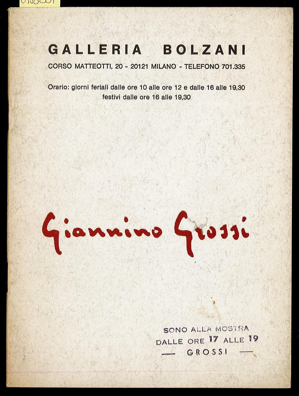 Prima mostra personale di Giannino Grossi nella ricorrenza del suo …