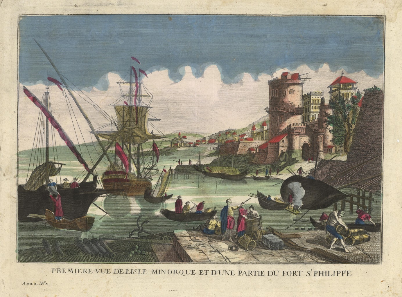 Primiere vue de l'isle Minorque et d'une partie du Fort …