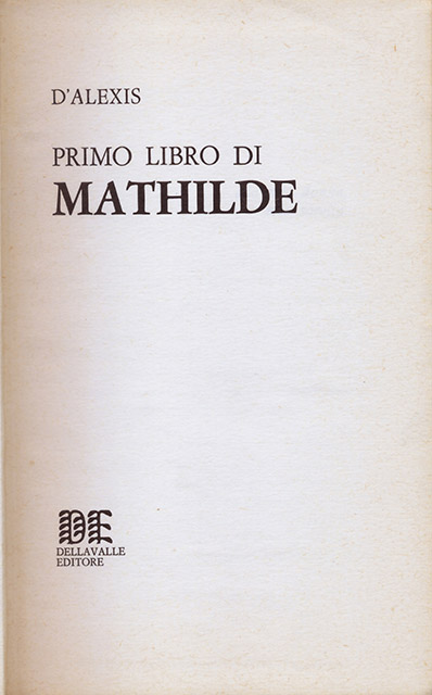Primo Libro di Mathilde