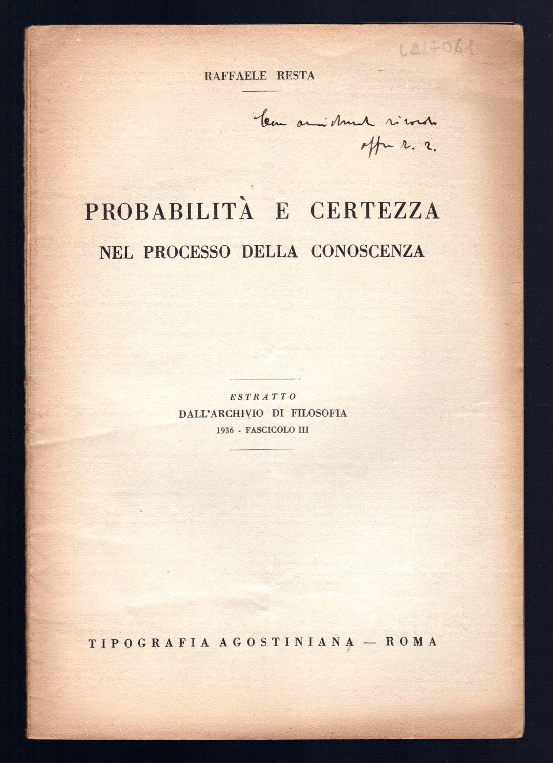 Probabilità e certezza nel processo della conoscenza