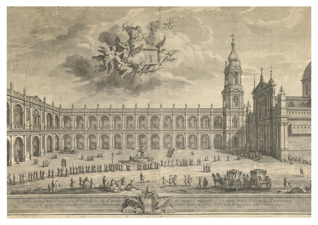 Prospetto del Palazzo Pontificio di Loreto del nuovo Campanile e …