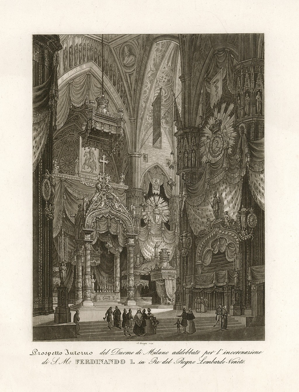 Prospetto Interno del Duomo di Milano addobbato per l'incoronazione di …