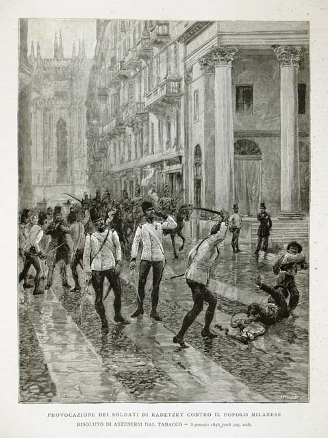 Provocazione dei soldati di Radetzky contro il popolo milanese risoluto …