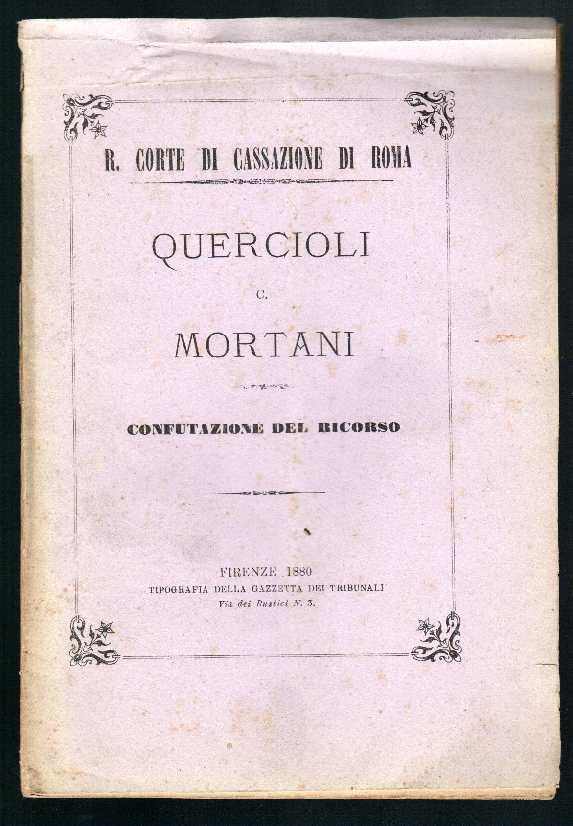 Quesrcioli M. contro Montani A. - Confutazione del ricorso