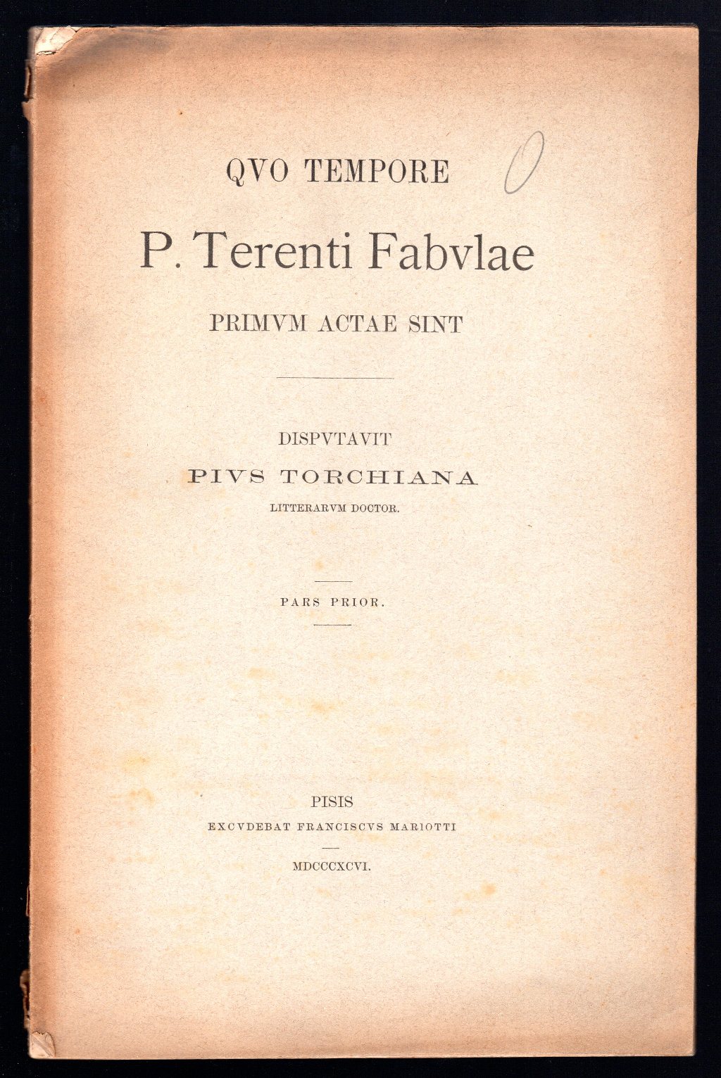 Quo tempore P. Terenti Fabulae primum actae sint