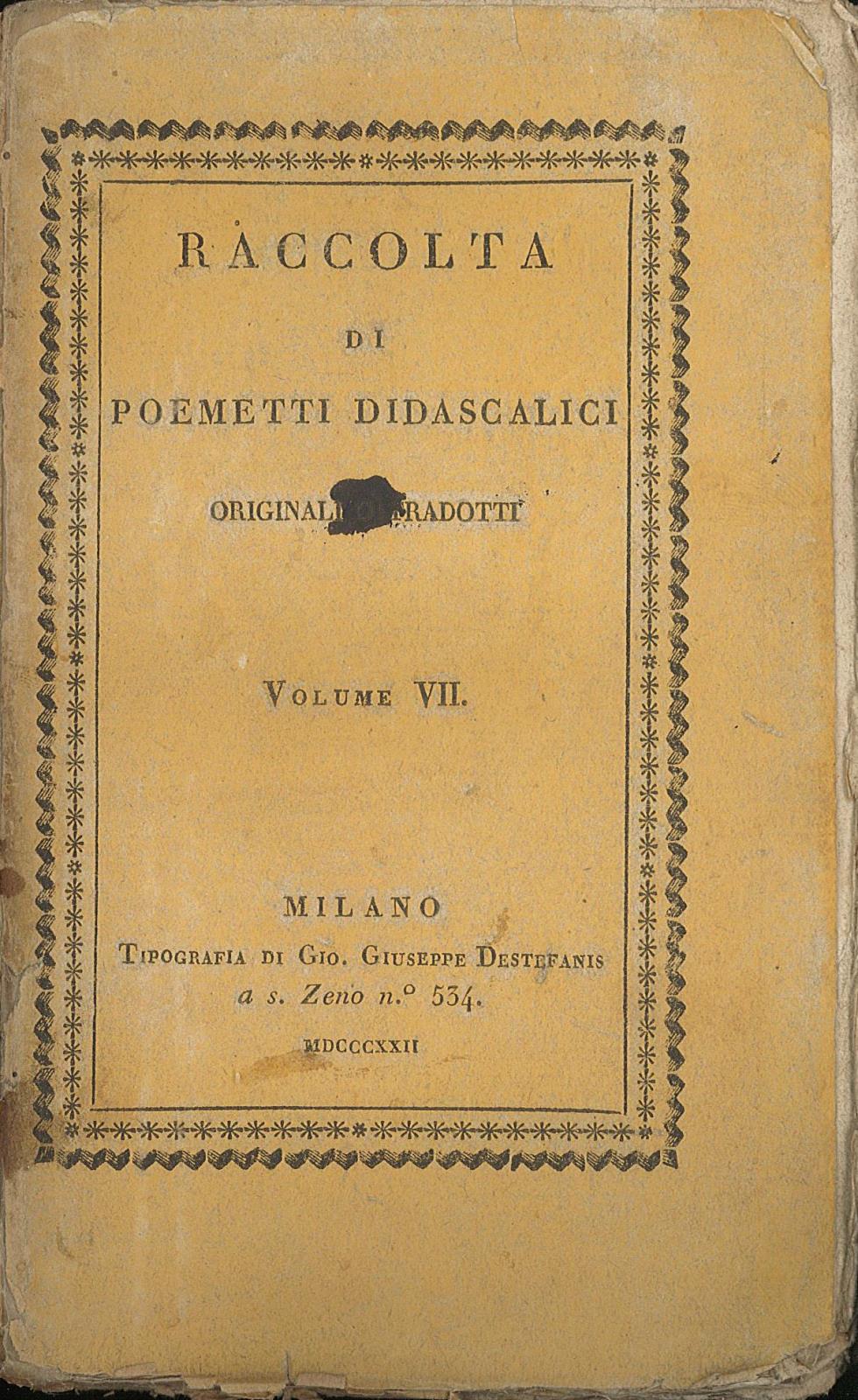 Raccolta di poemetti didascalici volume VII