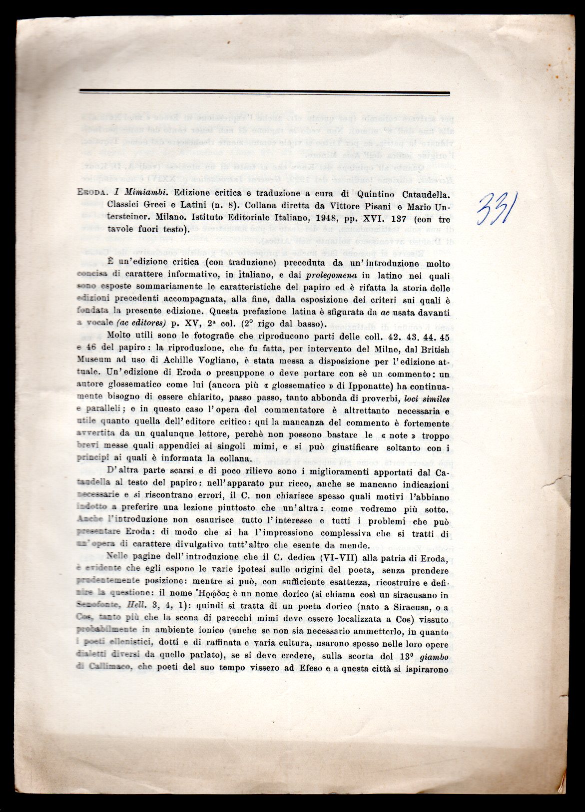Recensione. I Mimiambi