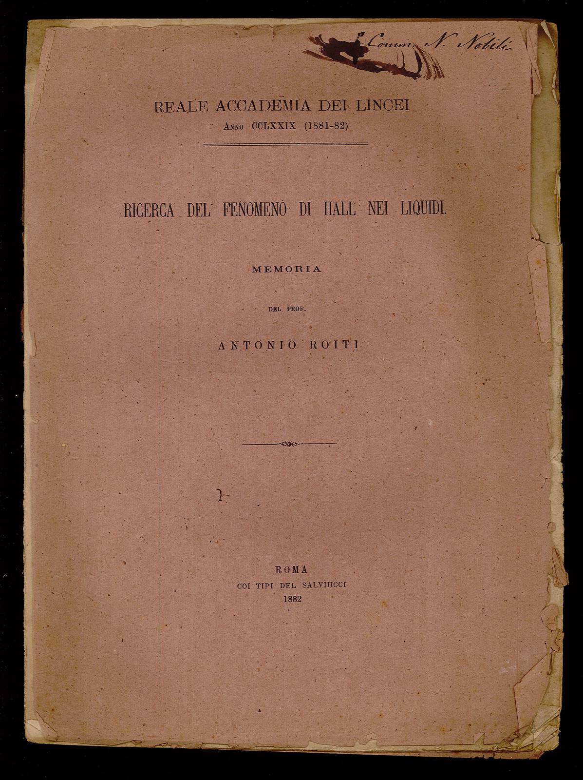 Ricerca del fenomeno di Hall nei liquidi