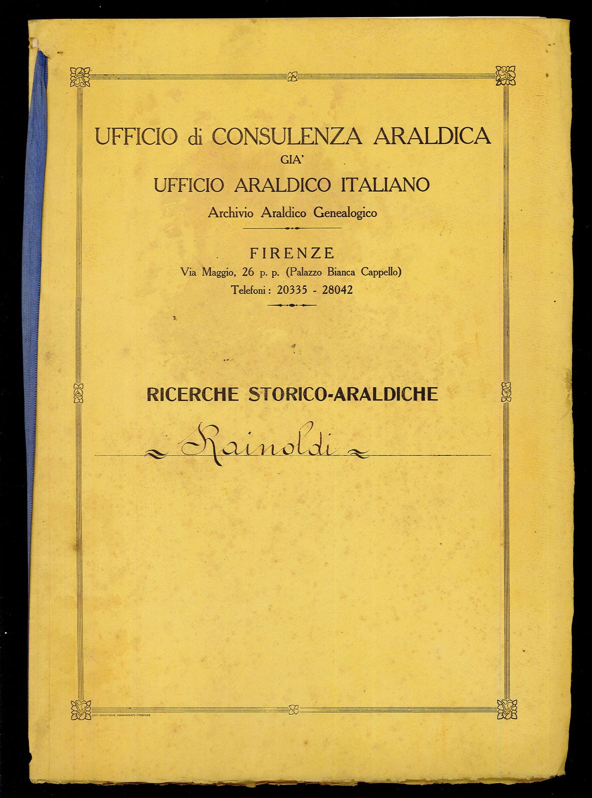 Ricerche storico araldiche Rainoldi