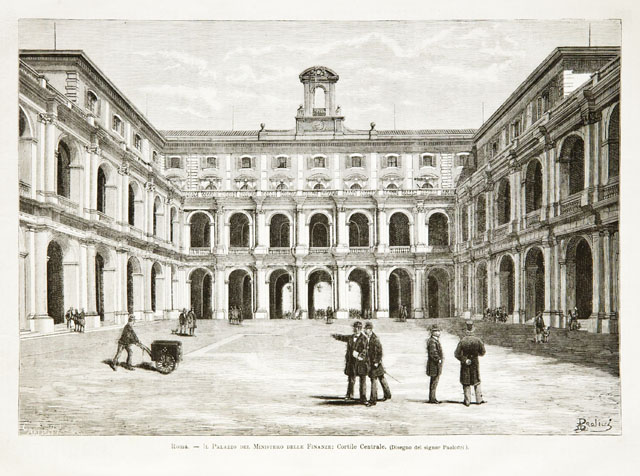 Roma.- Il Palazzo del Ministero delle Finanze: Cortile Centrale
