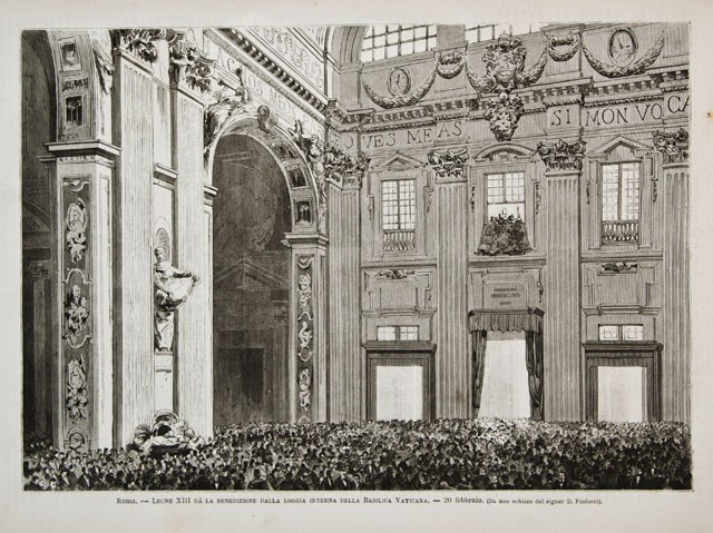 Roma.- Leone XIII dà la benedizione dalla loggia interna della …