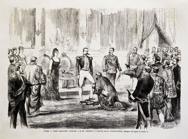 Roma.- Lord Abercorn consegna a S. M. Umberto I l’ordine …