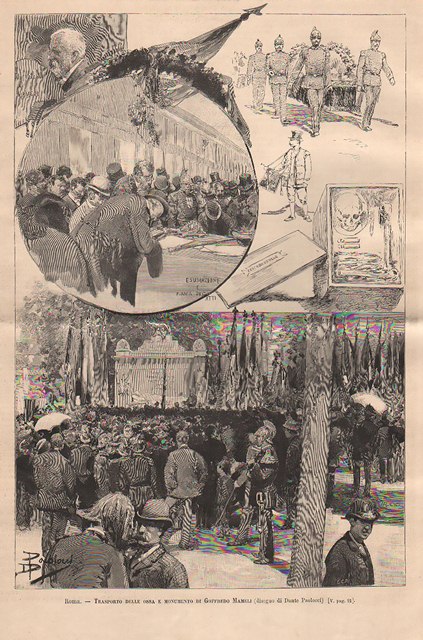 Roma.- Trasporto delle ossa e monumento di Goffredo Mameli