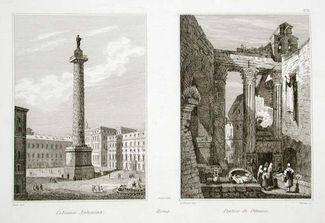 Roma. Colonna Antonina - Portico di Ottavia