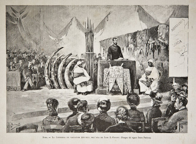 Roma / La Conferenza del viaggiatore Antonelli, nell’aula del Liceo …