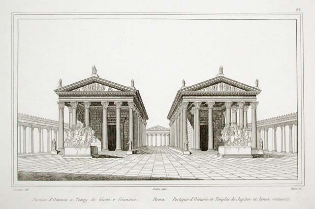 Roma. Portico d'Ottavia e Tempi di Giove e Giunone